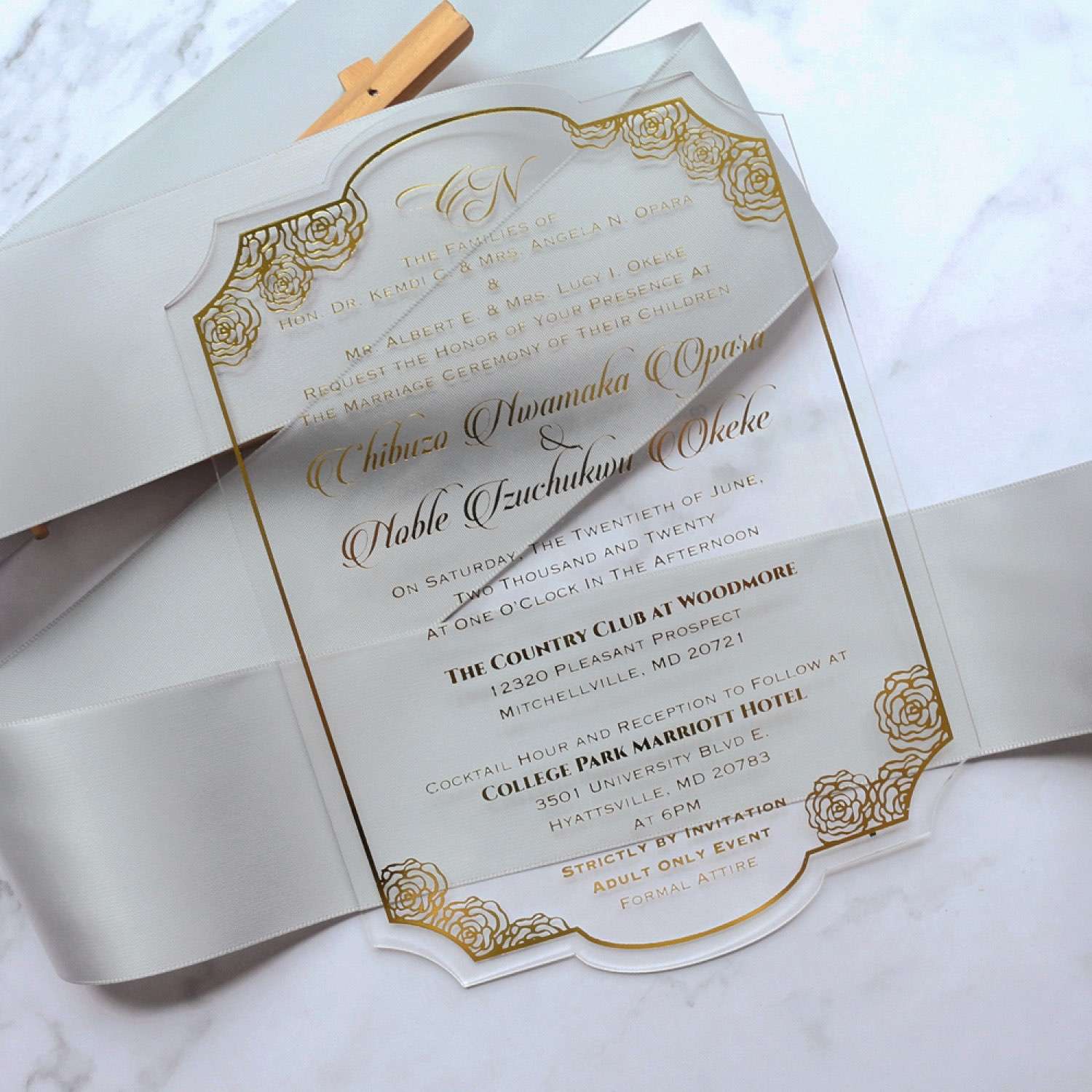 Acrylic Invitation Card Rose Invitation Wedding Invitation Card